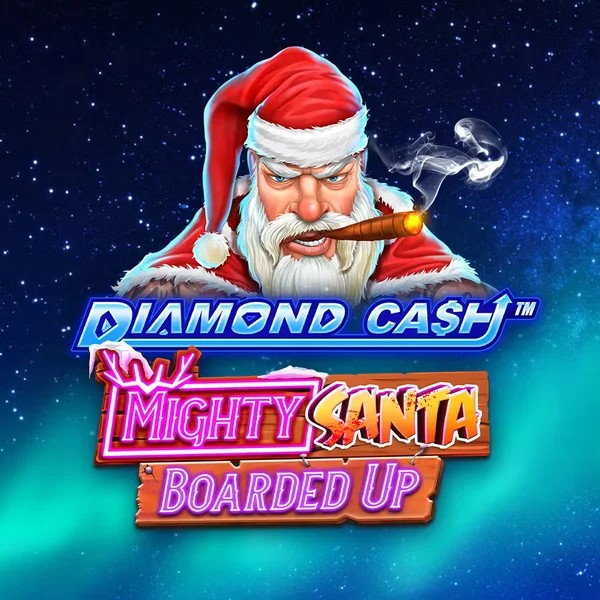 Diamond Cash Mighty Santa Boarded Up slot logo by Greentube at Stake Casino