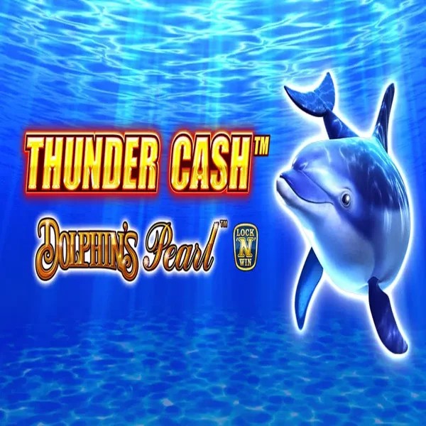 Thunder Cash Dolphins Pearl slot logo by Novomatic at Stake Casino